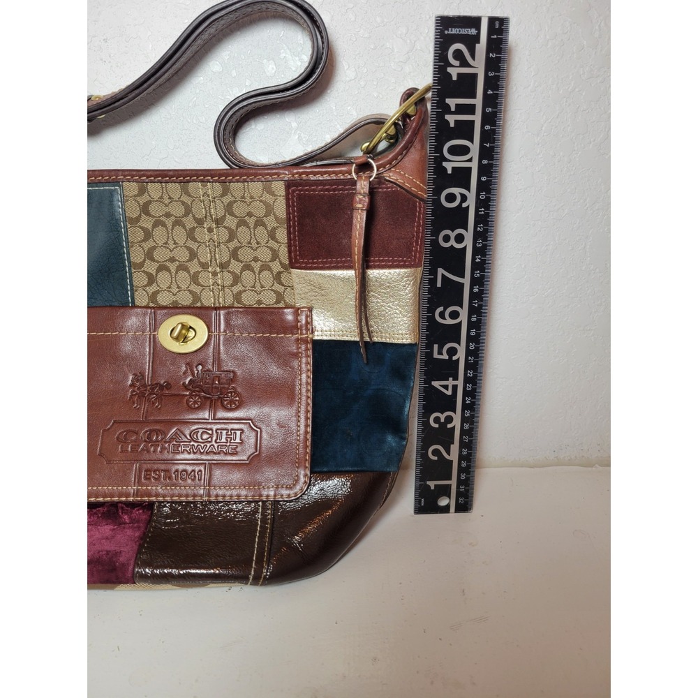 Vtg Coach Bleecker Legacy Patchwork Shoulder Bag Purse Hobo Boho - Read - Picture 6 of 17